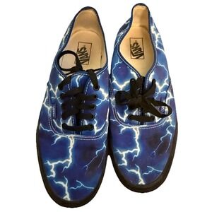 Vans Shoes Men's Size 11 Black Blue Thunder Lightning Classic Slip On‎ Sneakers